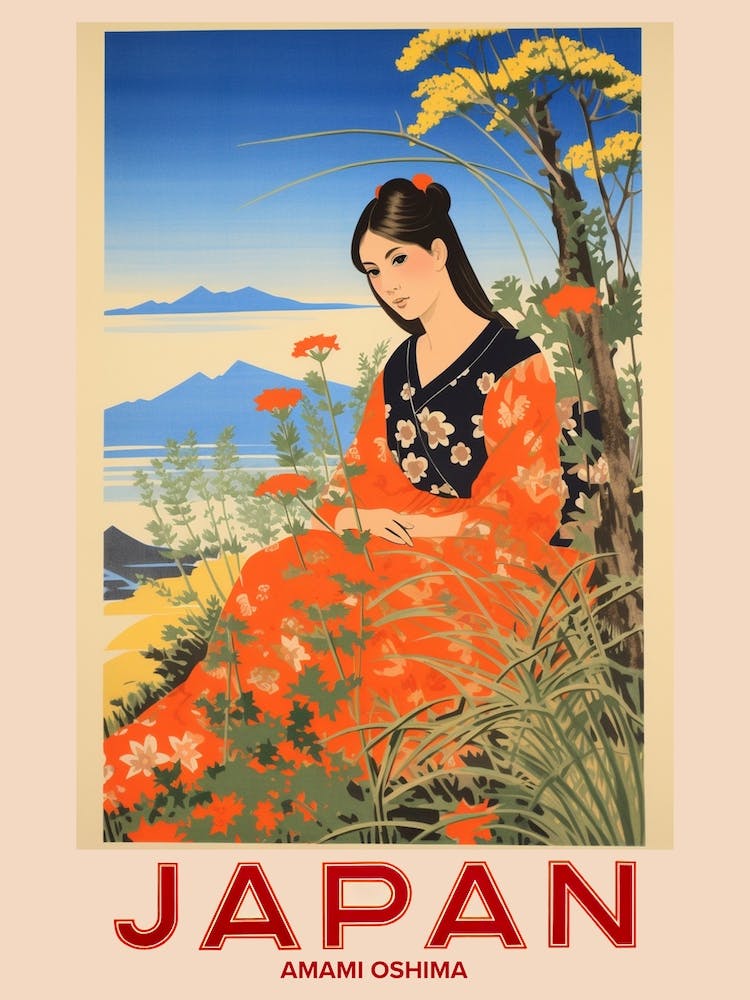 Amami Oshima, Visit Japan Vintage Travel Art 4