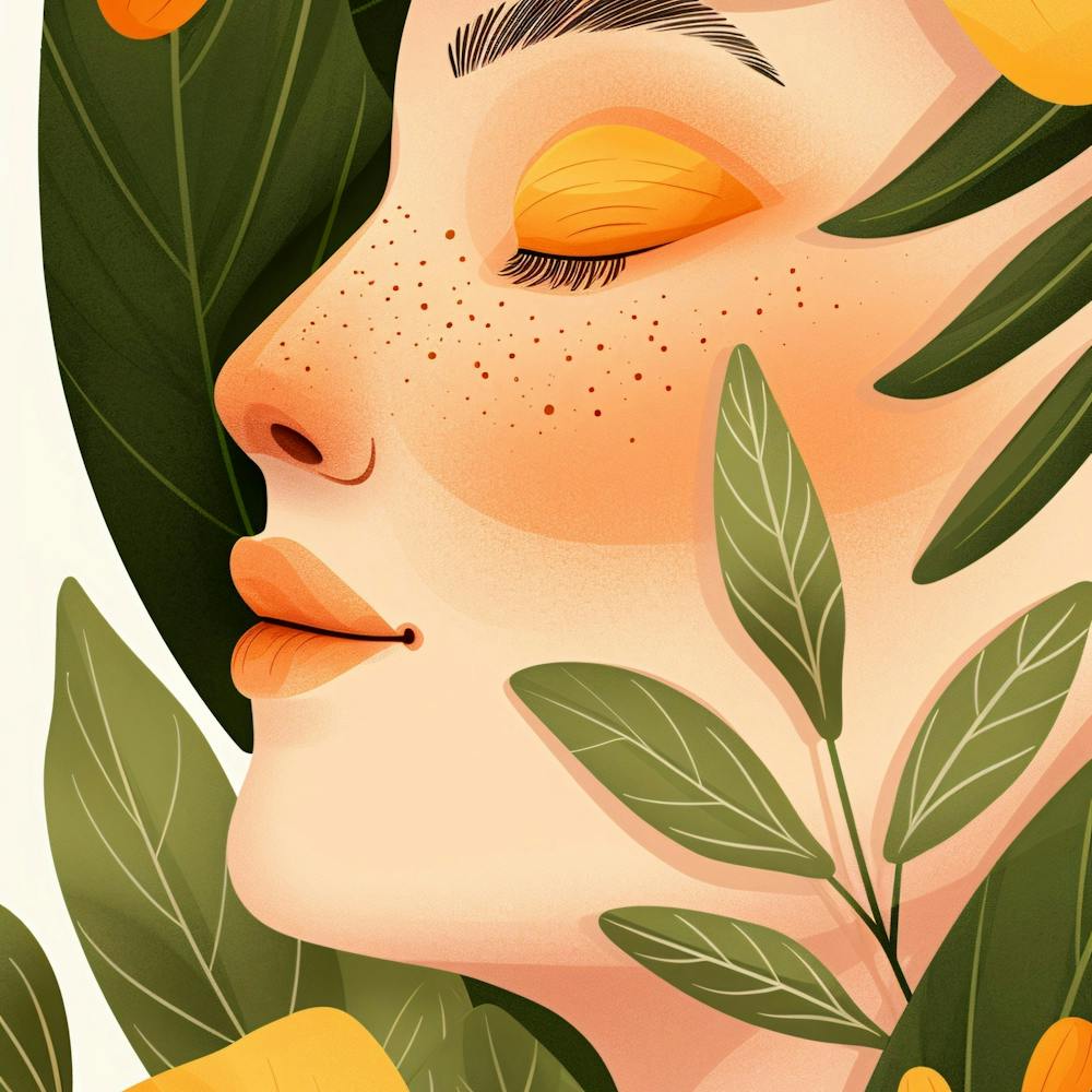 Illustration Of A Woman With Leaves