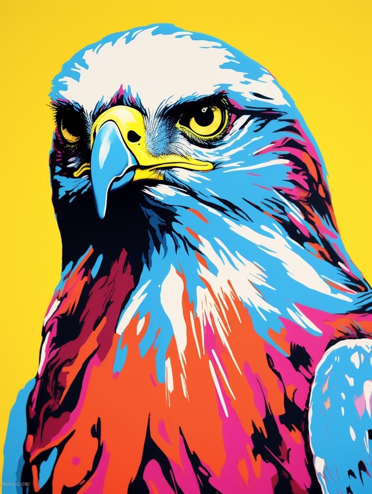 Andy Warhol Style Bird Red Tailed Hawk 1