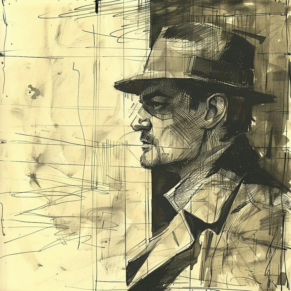 Man In A Hat Hand Drawn Sketch