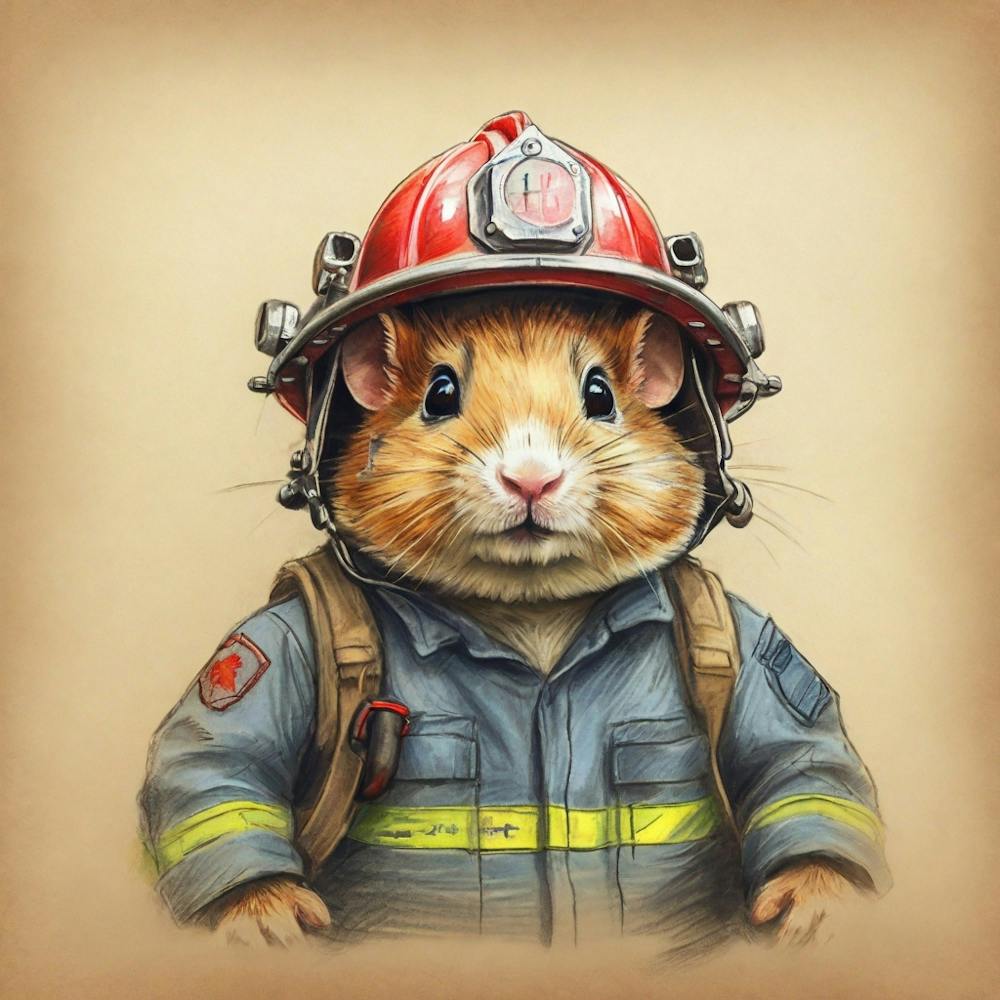 Hamster Firefighter Canvas Art