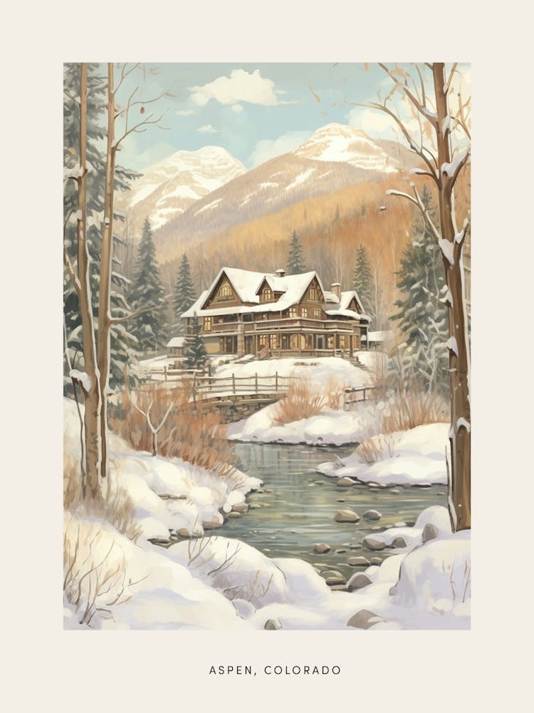 Vintage Winterposter Aspen Colorado 5