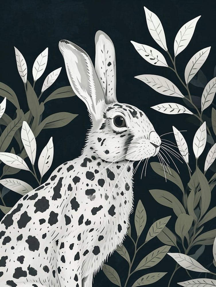 English Spot Rabbit Minimalist Illustration 4