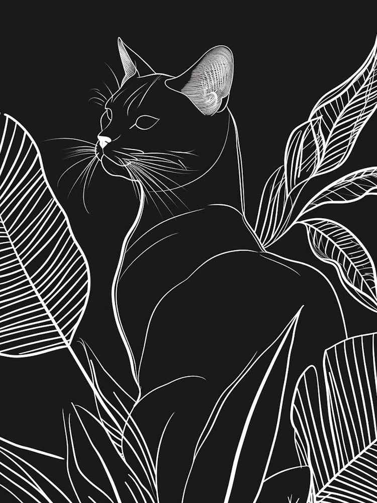 Khao Manee Cat Minimalist Illustration 3