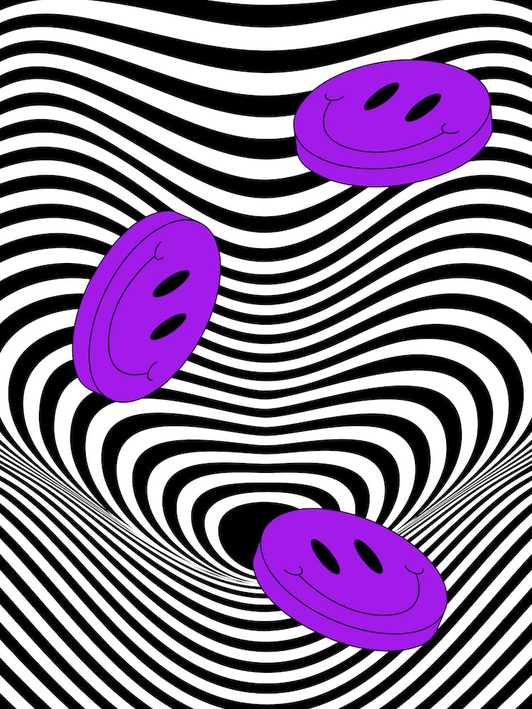 Abstract Black and White Smiley Face