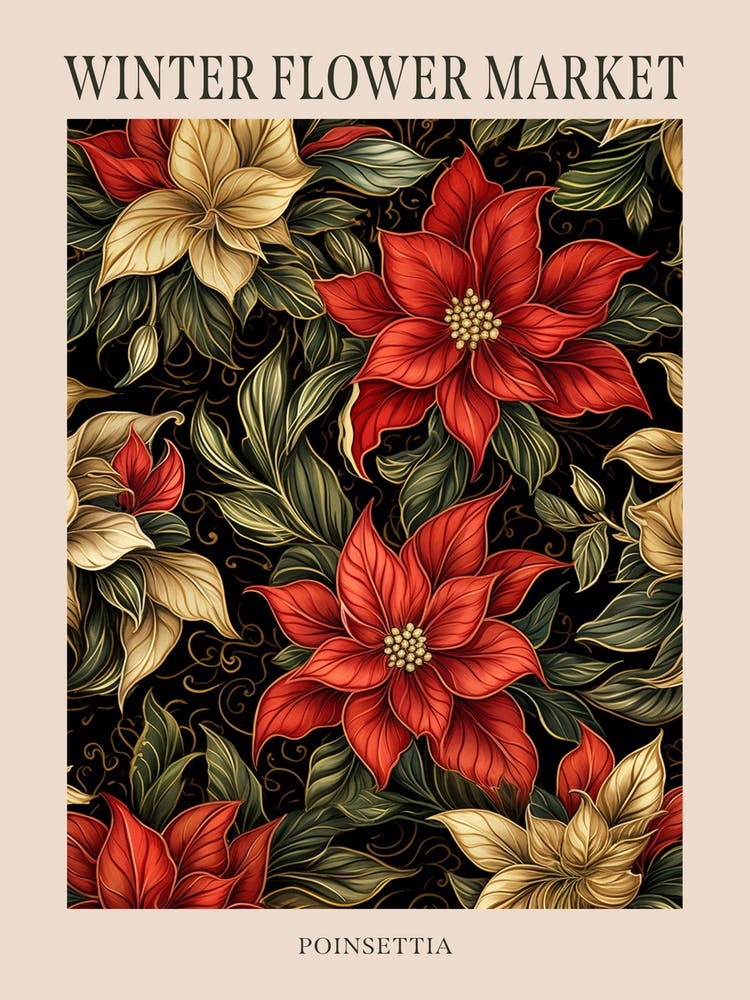 Poinsettia 2 Winter Flower Market Poster
