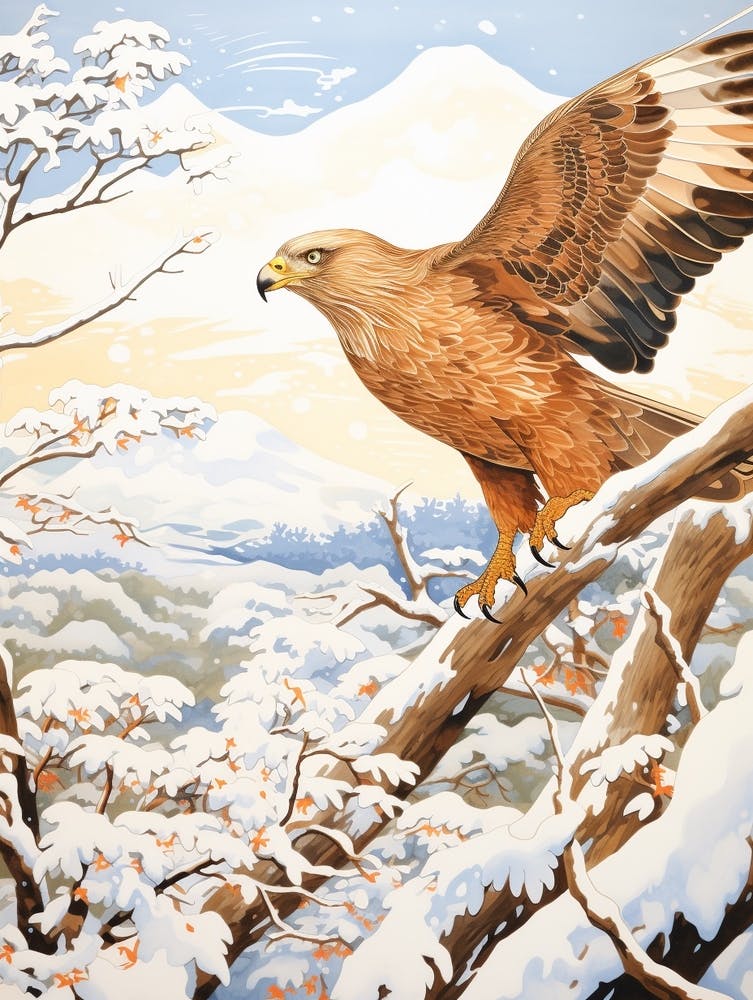 Winter Bird Painting Golden Eagle 1