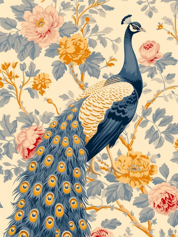 Sepia William Morris Inspired Peacock 2