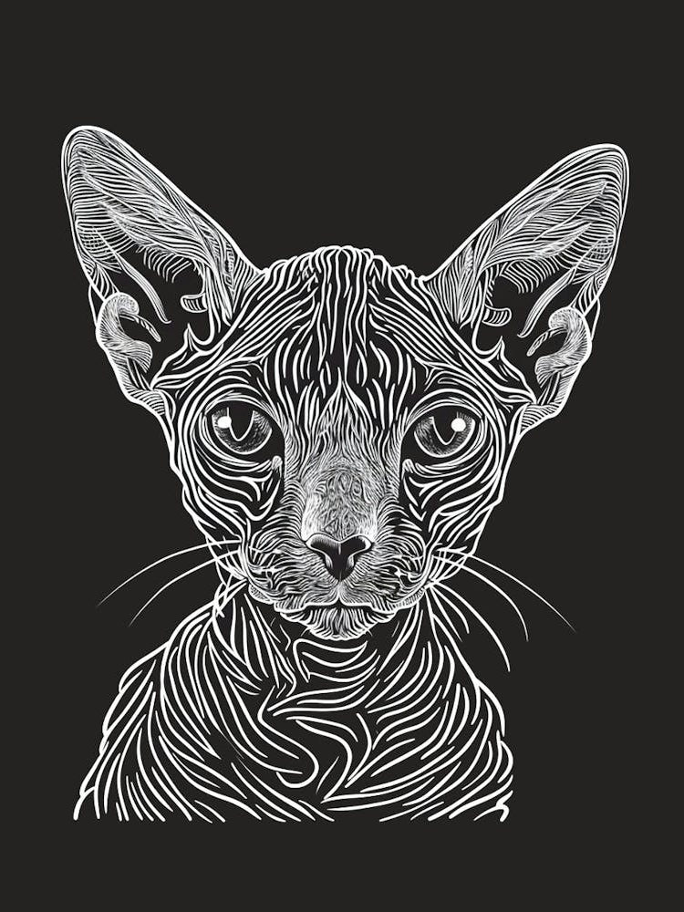 Cornish Rex Cat Minimalist Illustration 2