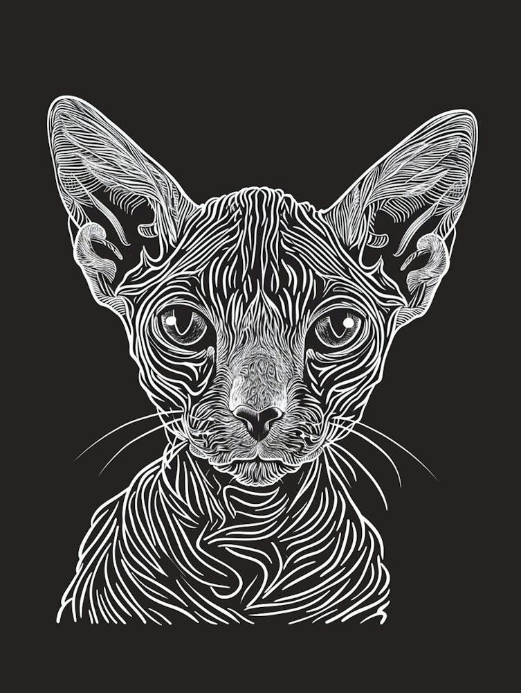 Cornish Rex Cat Minimalist Illustration 2