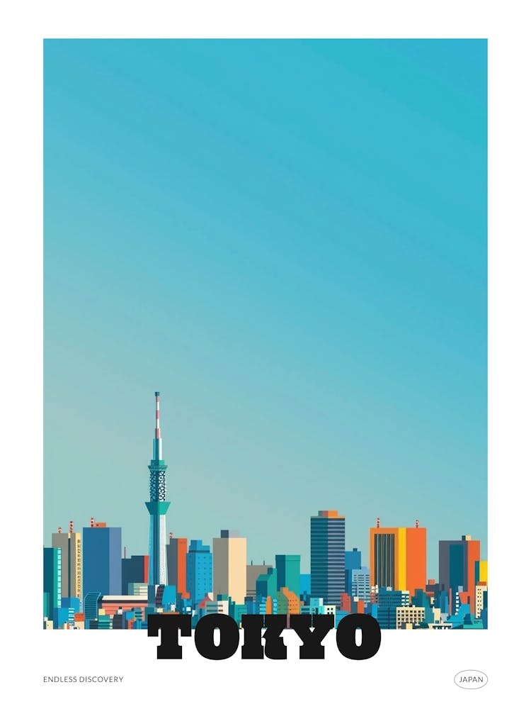 Tokyo Japan 3 Colourful Travel Poster