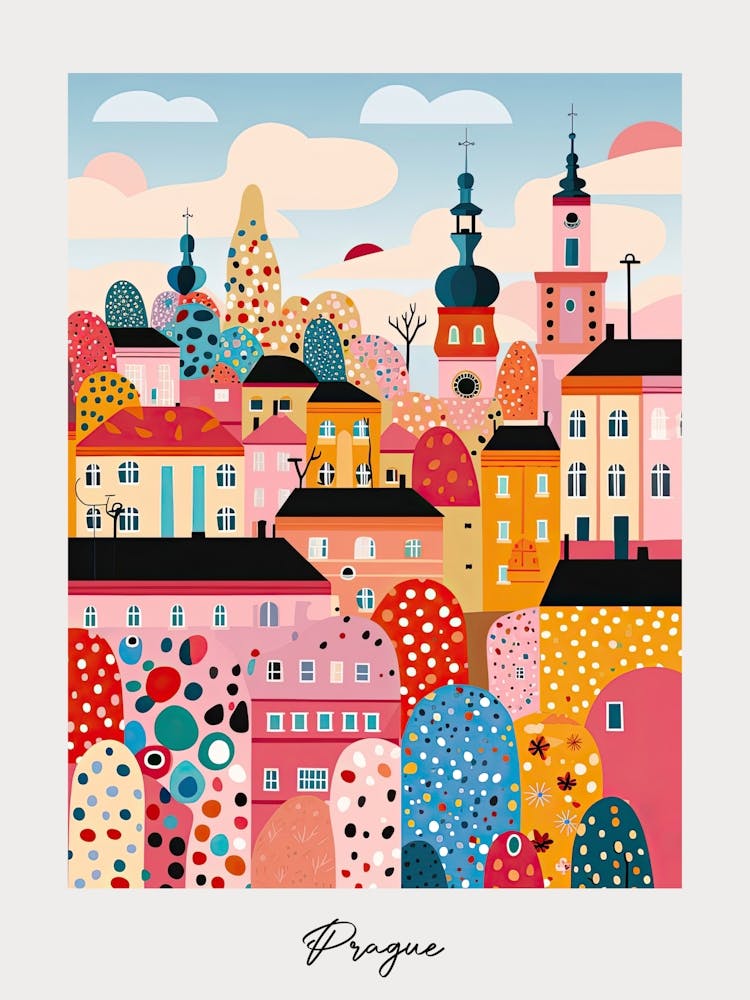 Poster Of Prague, Illustration In The Style Of Pop Art 4
