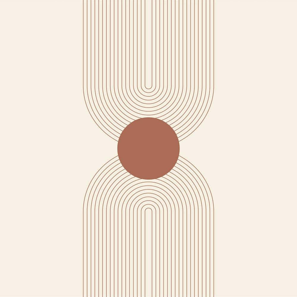 Boho Mid Century Modern Vintage Line Double Rainbow Arch 2 Square