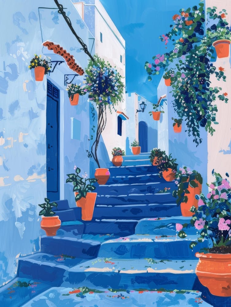 Blue Stairs In Morocco