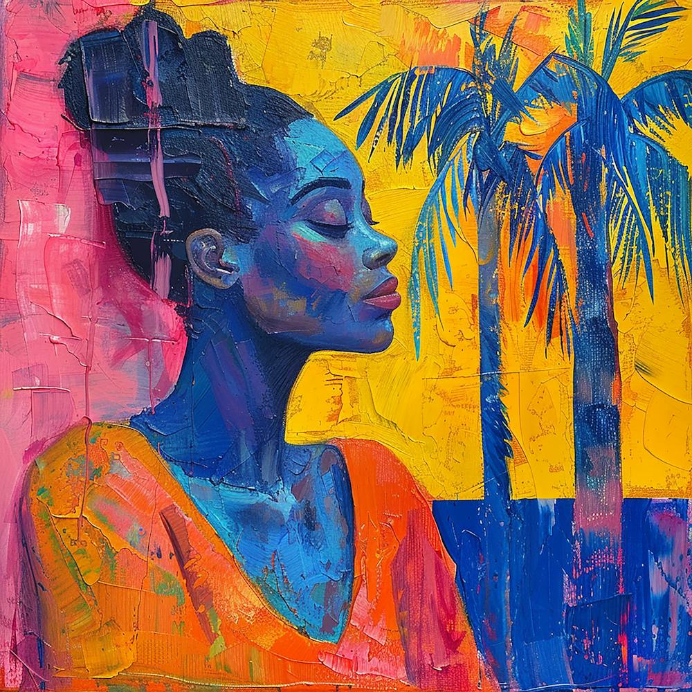 Woman In Front Of Palm Trees 1