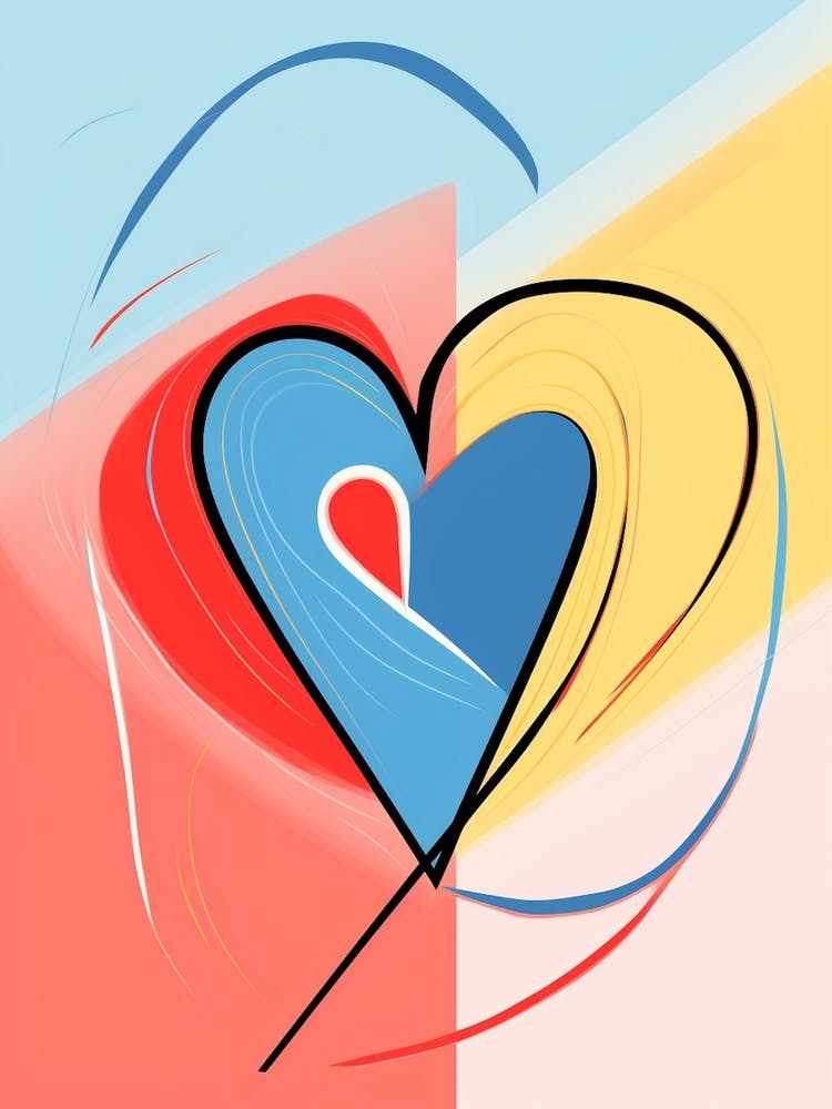 Abstract Heart Line Illustration Colours 3