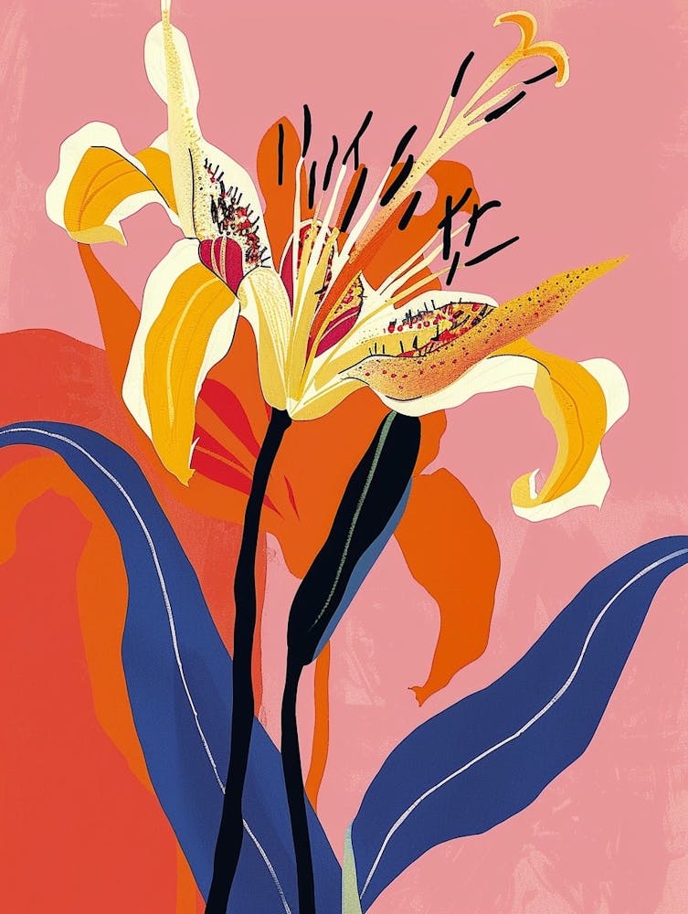 Colourful Flower Illustration Gloriosa Lily 1