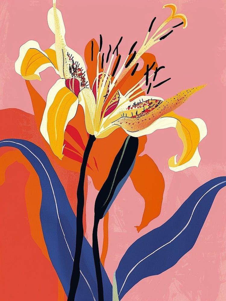 Colourful Flower Illustration Gloriosa Lily 1