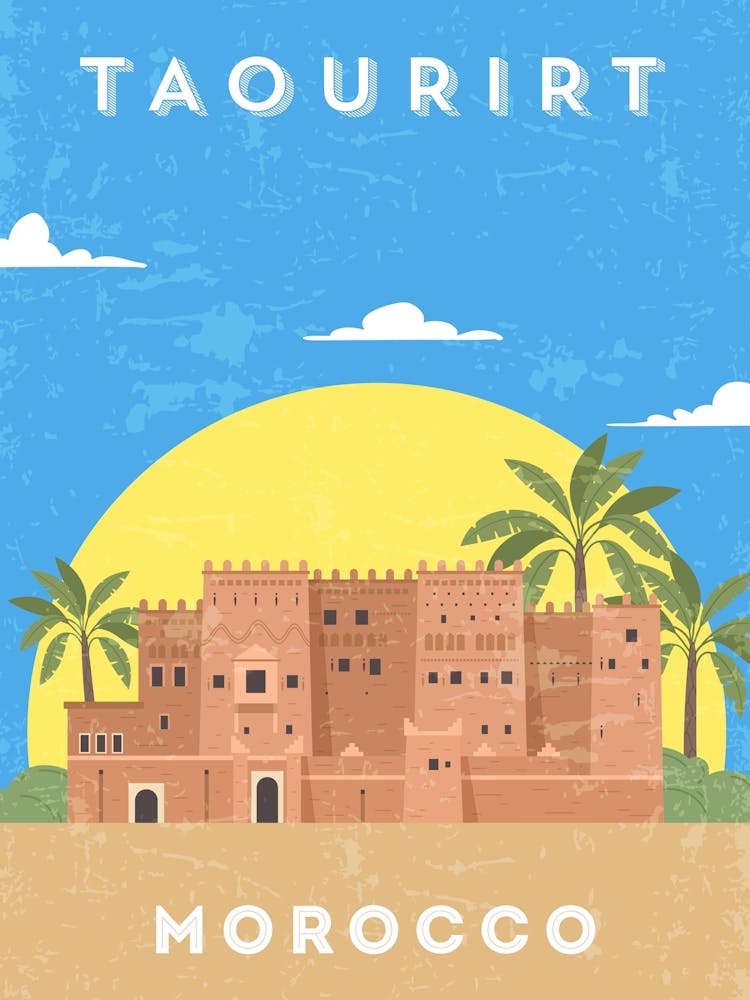 Taourirt, Morocco — Retro travel minimalist poster