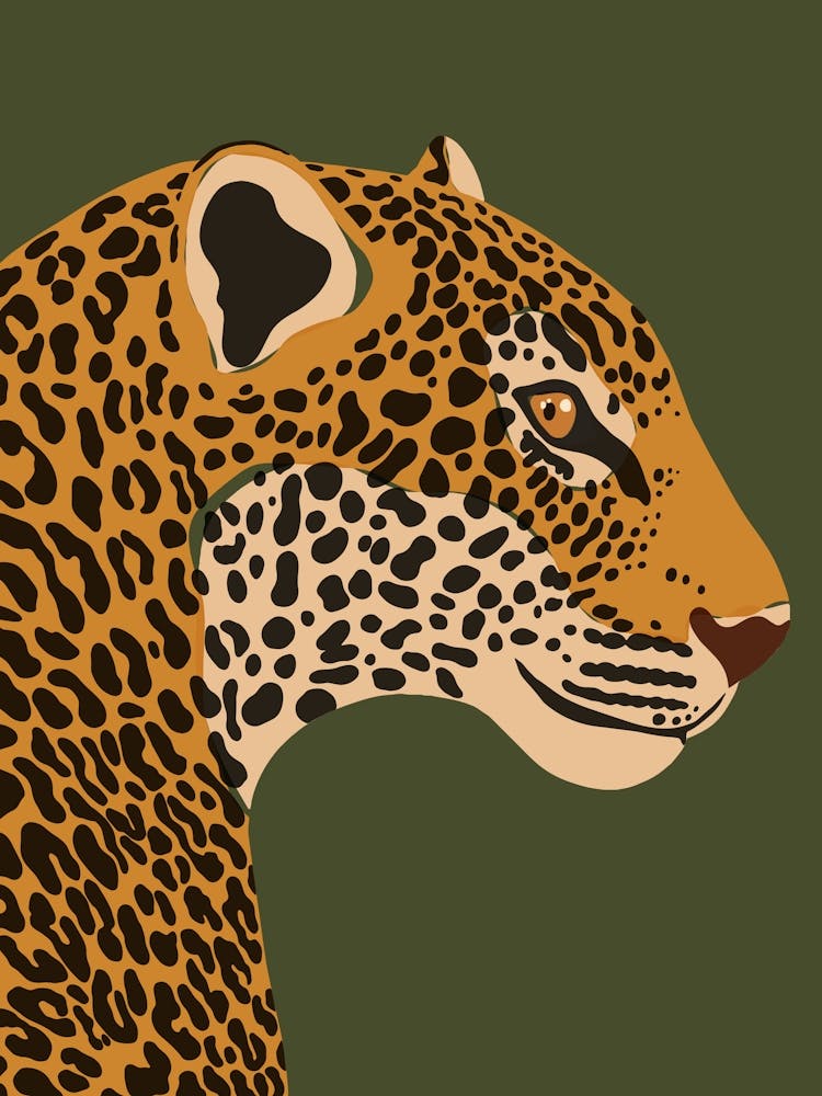 Jungle Safari Leopard on Dark Green