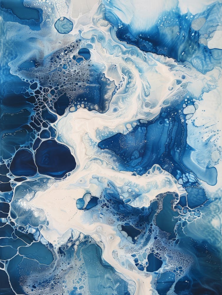 Blue And White Abstract Painting 4
