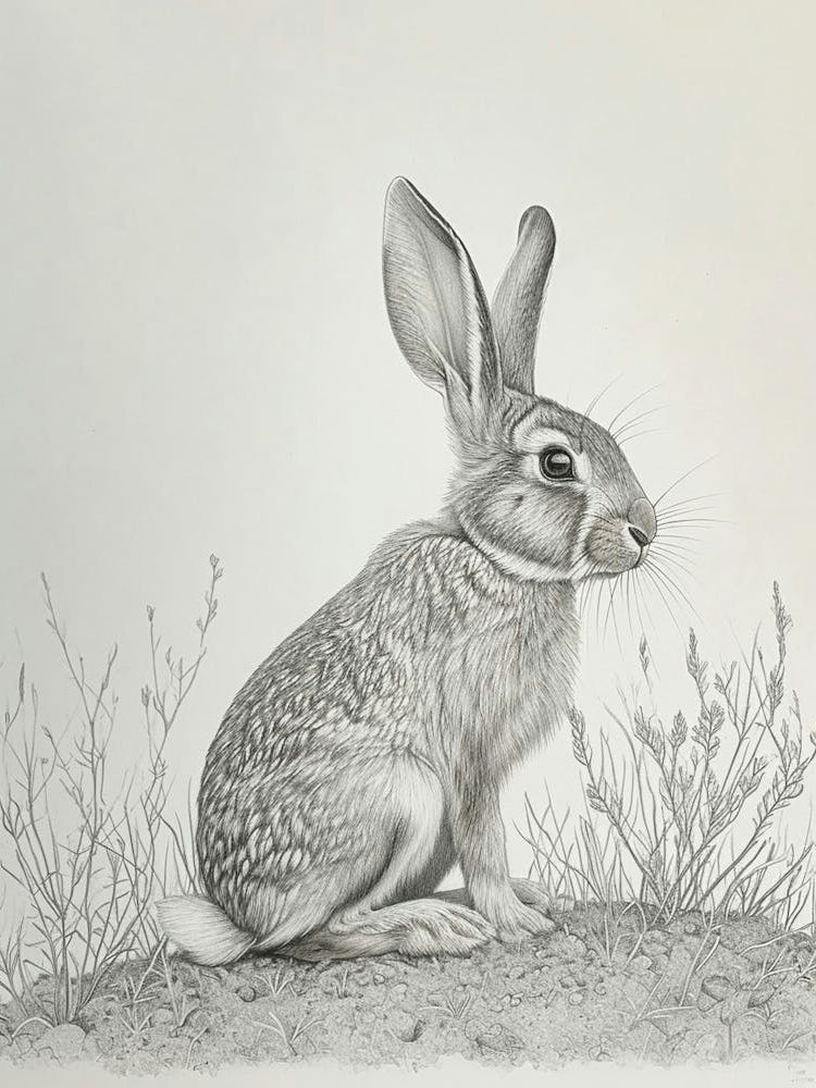 English Silver Rabbit Drawing 2