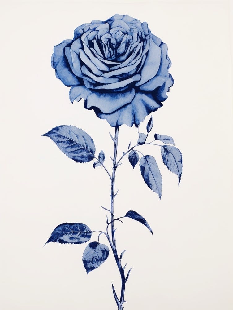Blue Botanical Rose 2
