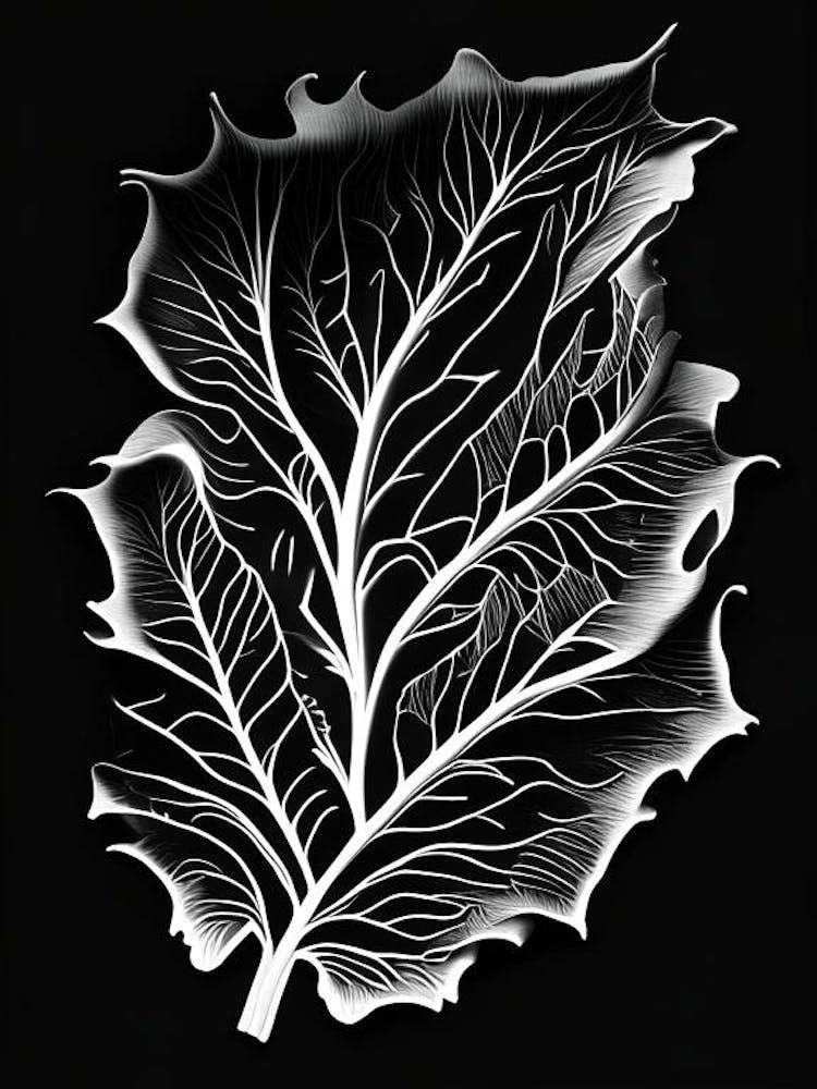 Lettuce Leaf Linocut 2