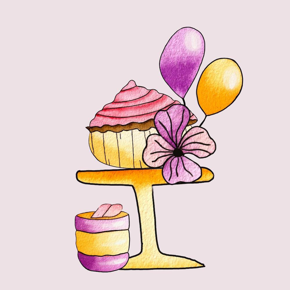 Gold And Purple Party Cupcakes Square