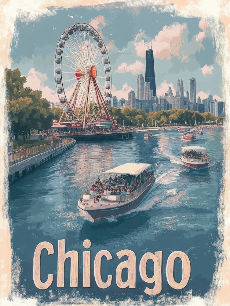 Aihrgdesign A Classic 1960s Travel Poster For Chicago 2