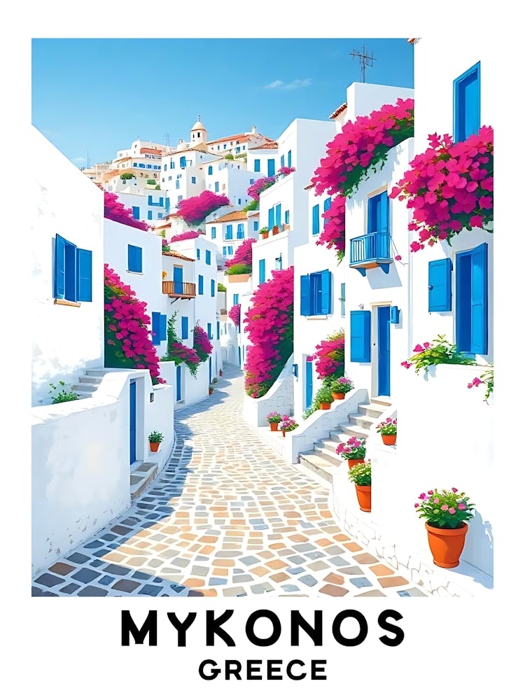 Mykonos - Greece Vintage Travel Poster 17
