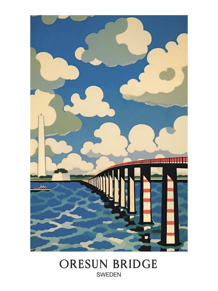 Oresun Bridge, Sweden Colourful 2 Travel Poster