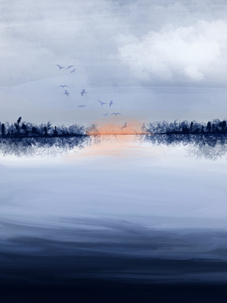 Wintery Moody Water Landscape