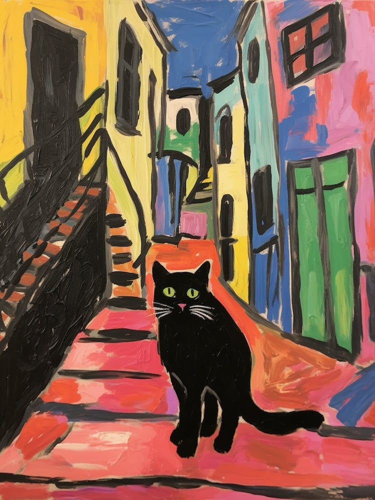 Painting Of A Cat In Perugia Italy