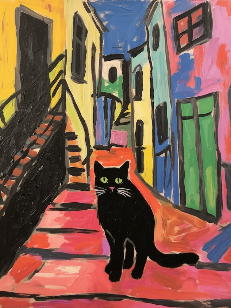 Painting Of A Cat In Perugia Italy