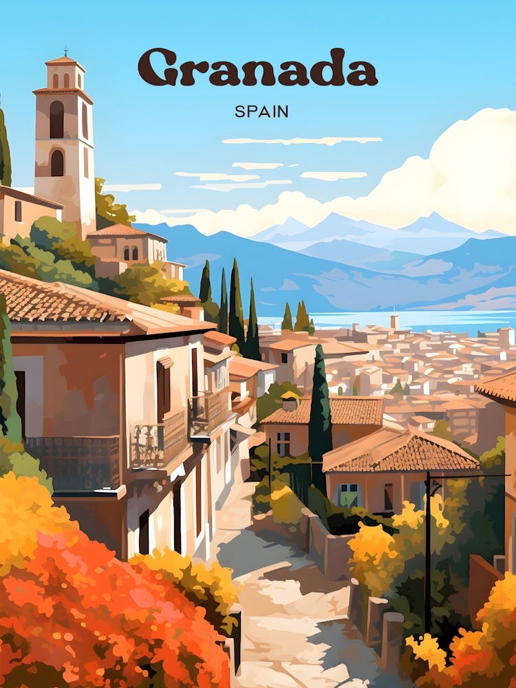 Granada Spain Andalusia Travel Illustration