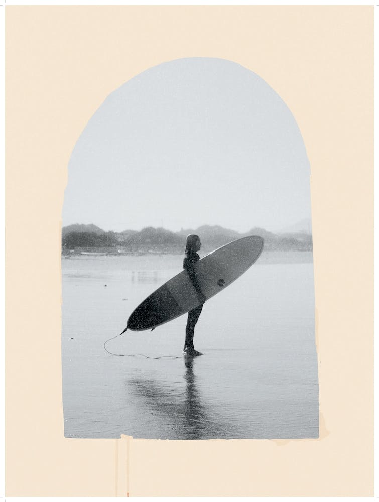 Surf Girl Print Vintage Surfing Poster Coastal Wall Art Boho Print INSTANT DOWNLOAD. 