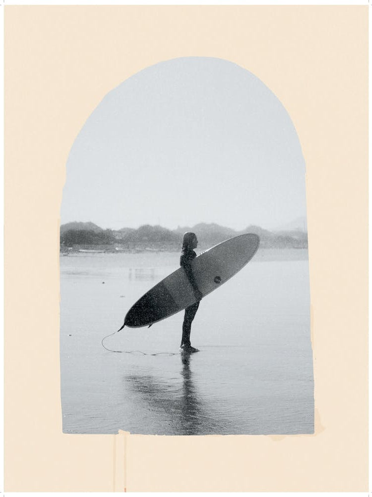 Surf Girl Print Vintage Surfing Poster Coastal Wall Art Boho Print INSTANT DOWNLOAD. 