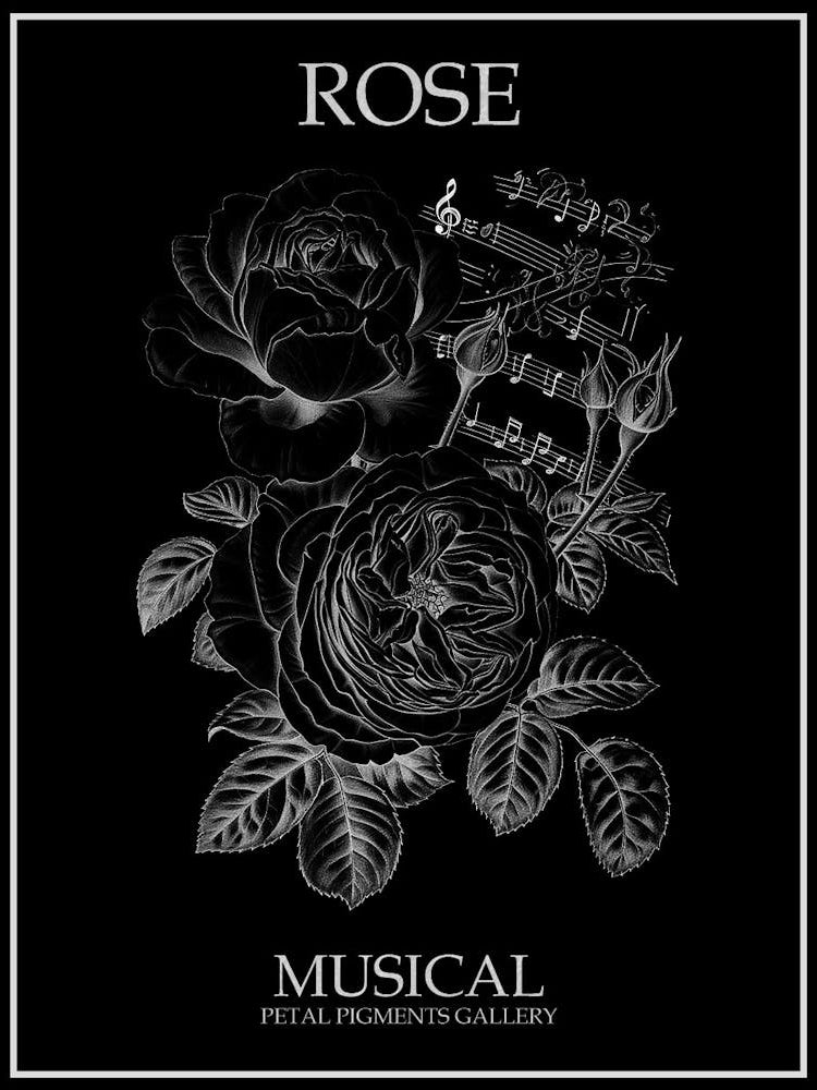 Rose Musical Line Drawing 1 Poster Inverted