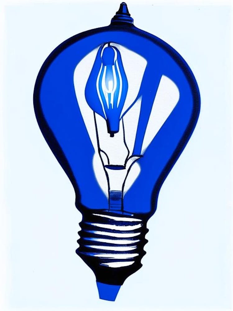Lightbulb Symbol Blue And White Line Drawing