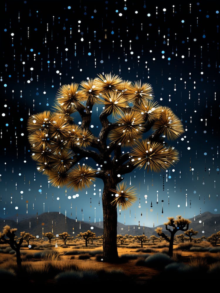 Joshua-Baum mit Sternenhimmel mit Regentropfen im Südwestlichen Stil (4)