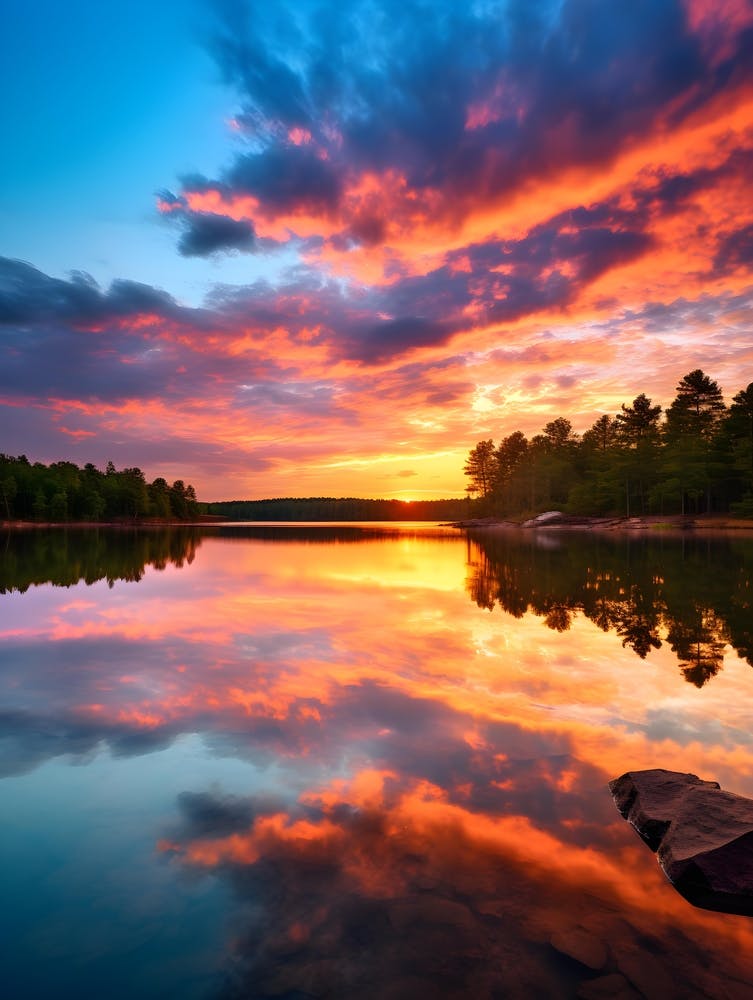 Colorful Sunset At The Lake