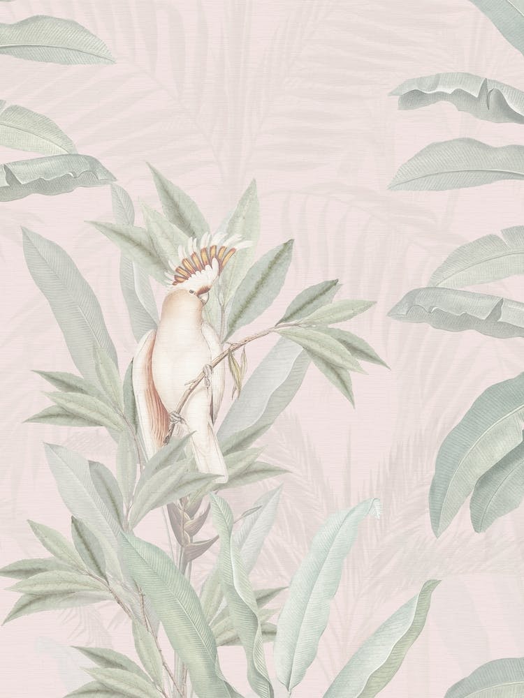 Vintage Tropical Jungle Birds Pink Ii