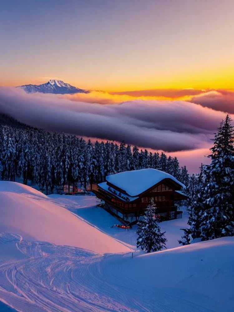 Zao Onsen, Japan 1 Sunrise Skiing Poster