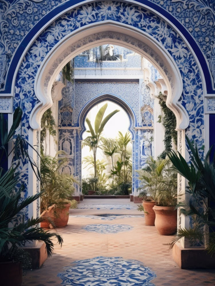 Blue And White Archway