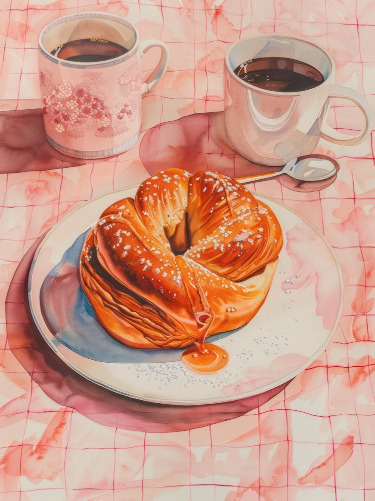 Pink Breakfast Food Cinnamon Buns 3