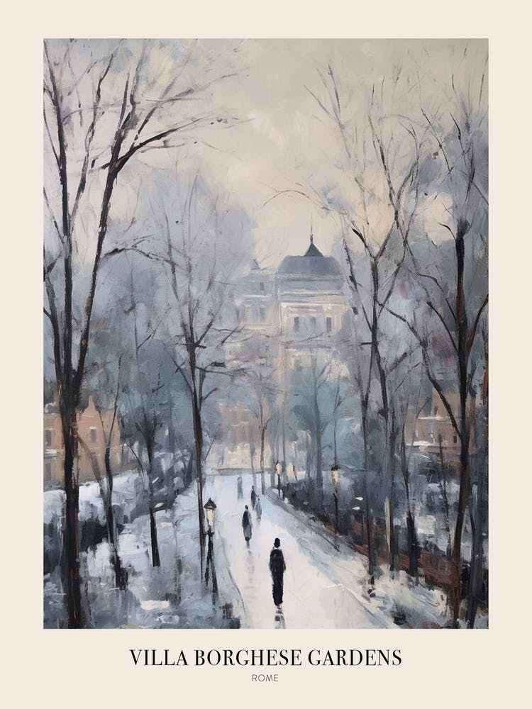 Winter City Park Poster Villa Borghese Gardens Rome 2