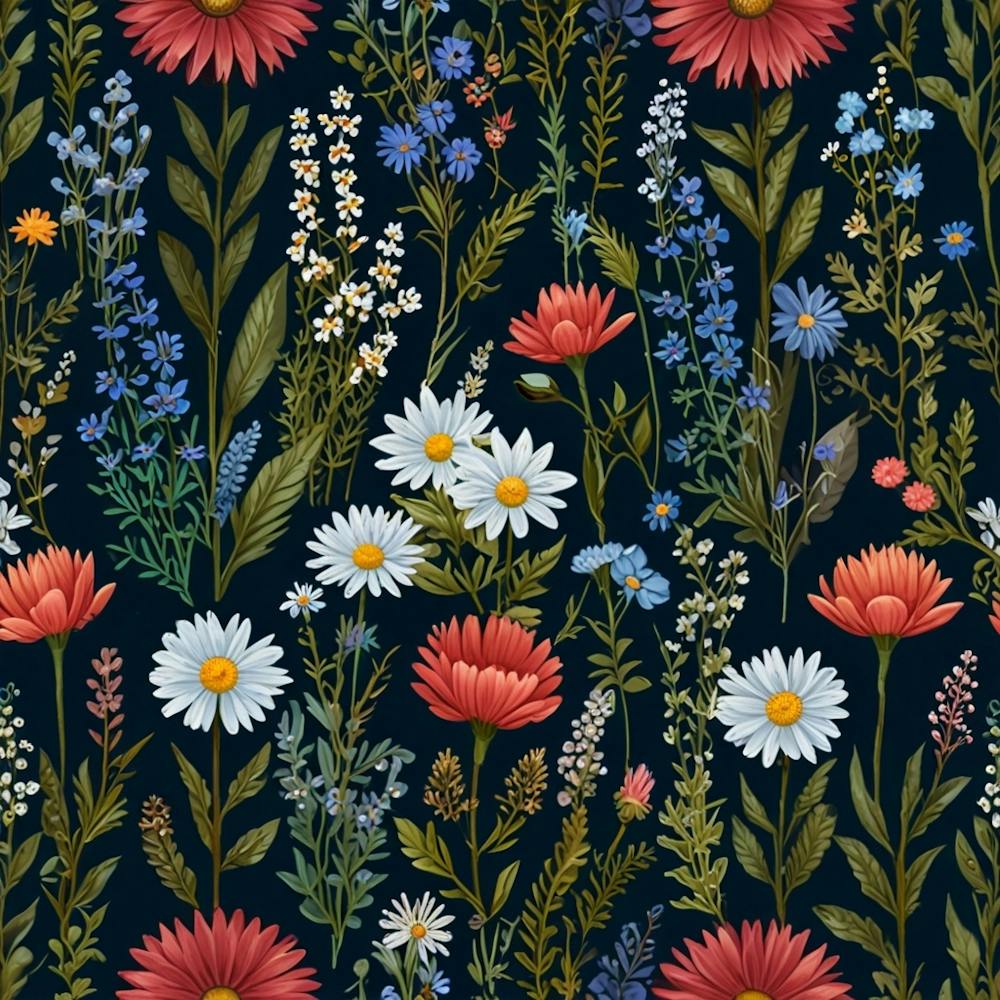 Wildflowers Seamless Pattern