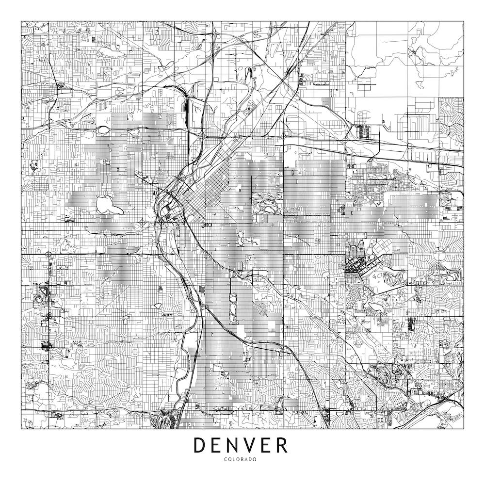 Denver White Map Square