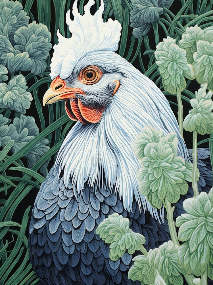 Ohara Koson Inspired Bird Painting Chicken 6